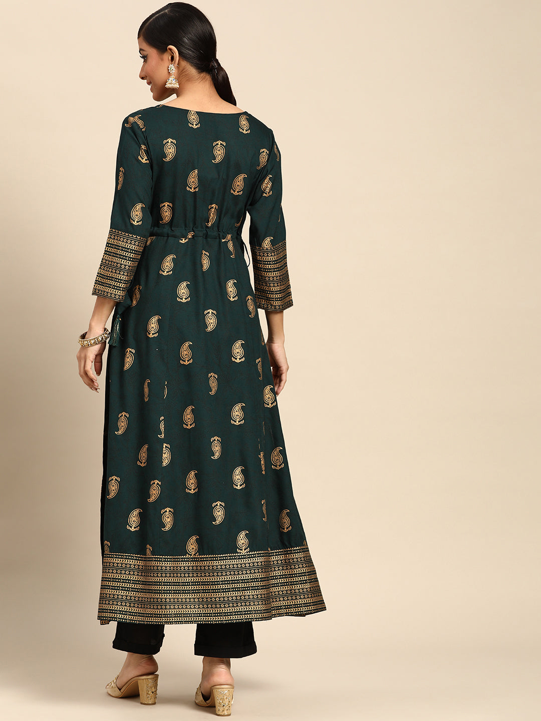  Green Printed Rayon Kurta 