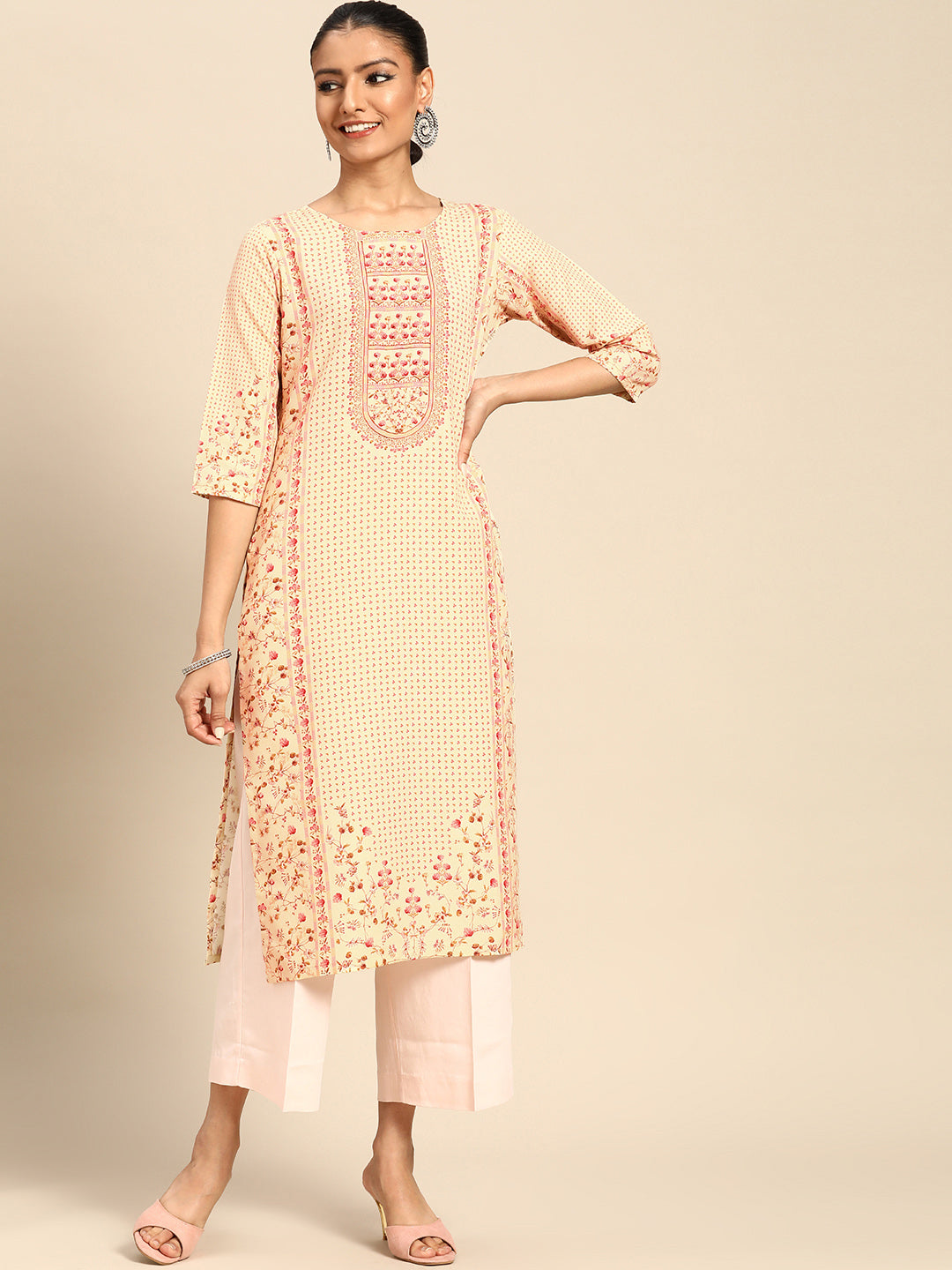 libas Yellow Printed Rayon Kurta-picture-35
