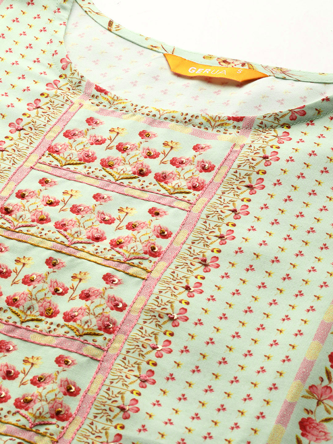  Sea Green Printed Rayon Kurta 