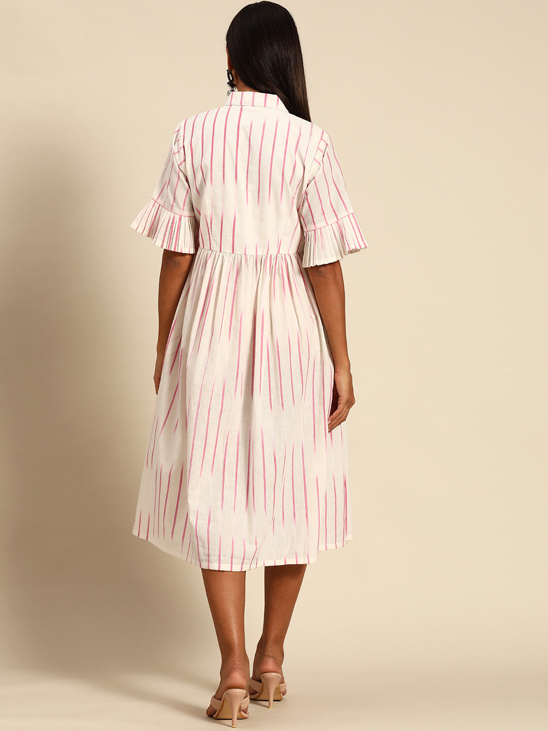  Off White Printed Cotton Dress 