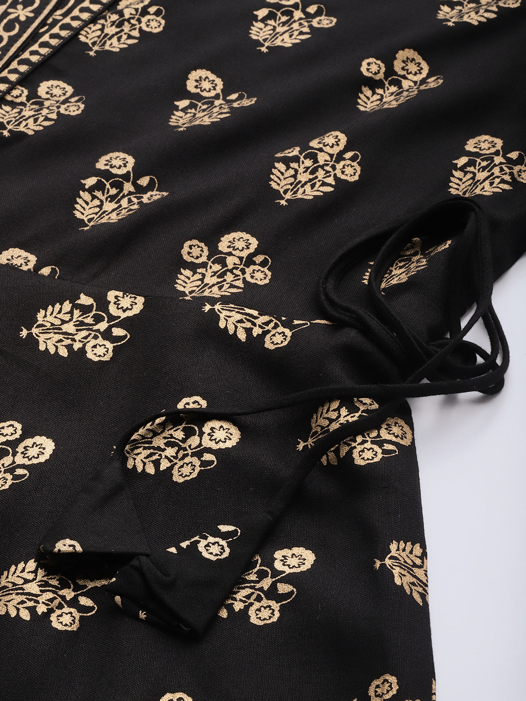  Black Printed Rayon Dress 