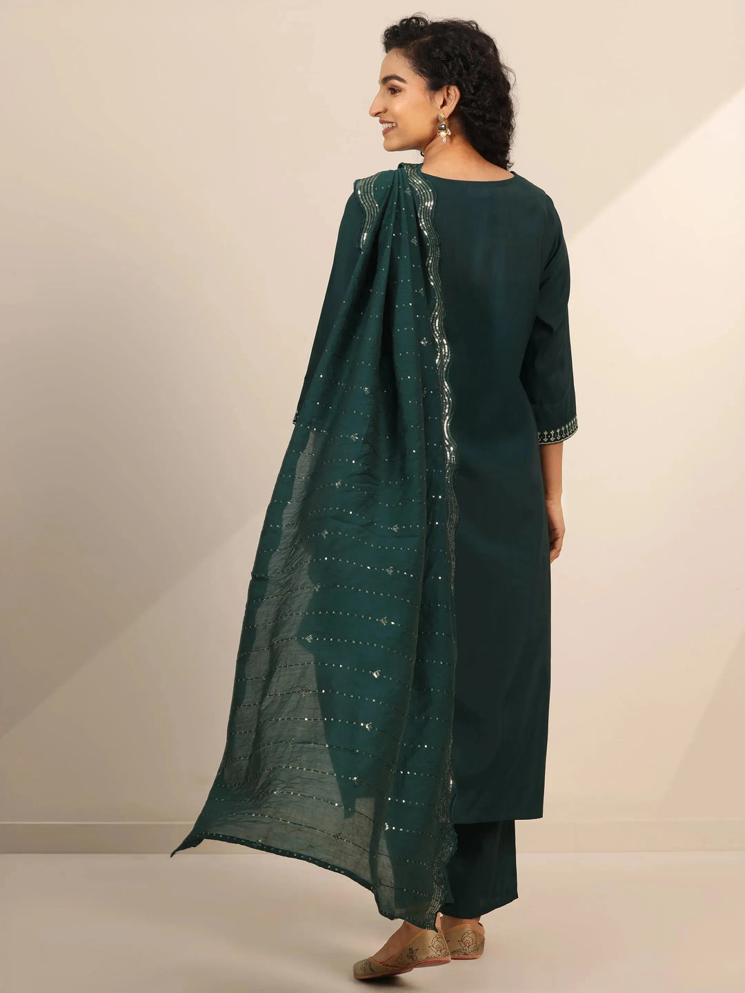  Teal Yoke Design Silk Blend Straight Suit With Dupatta 