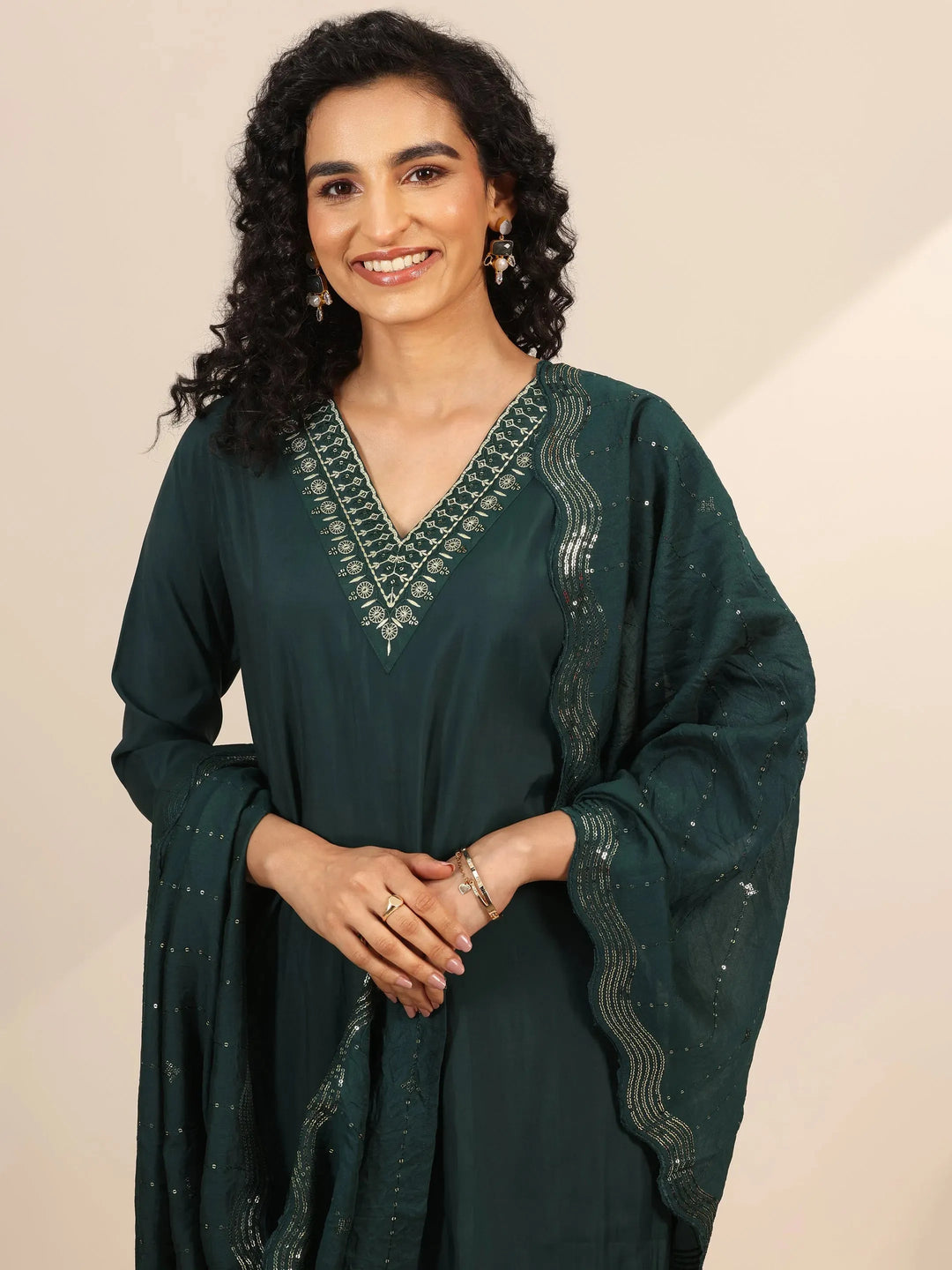  Teal Yoke Design Silk Blend Straight Suit With Dupatta 