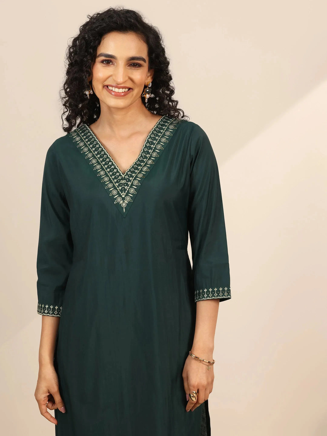  Teal Yoke Design Silk Blend Straight Suit With Dupatta 