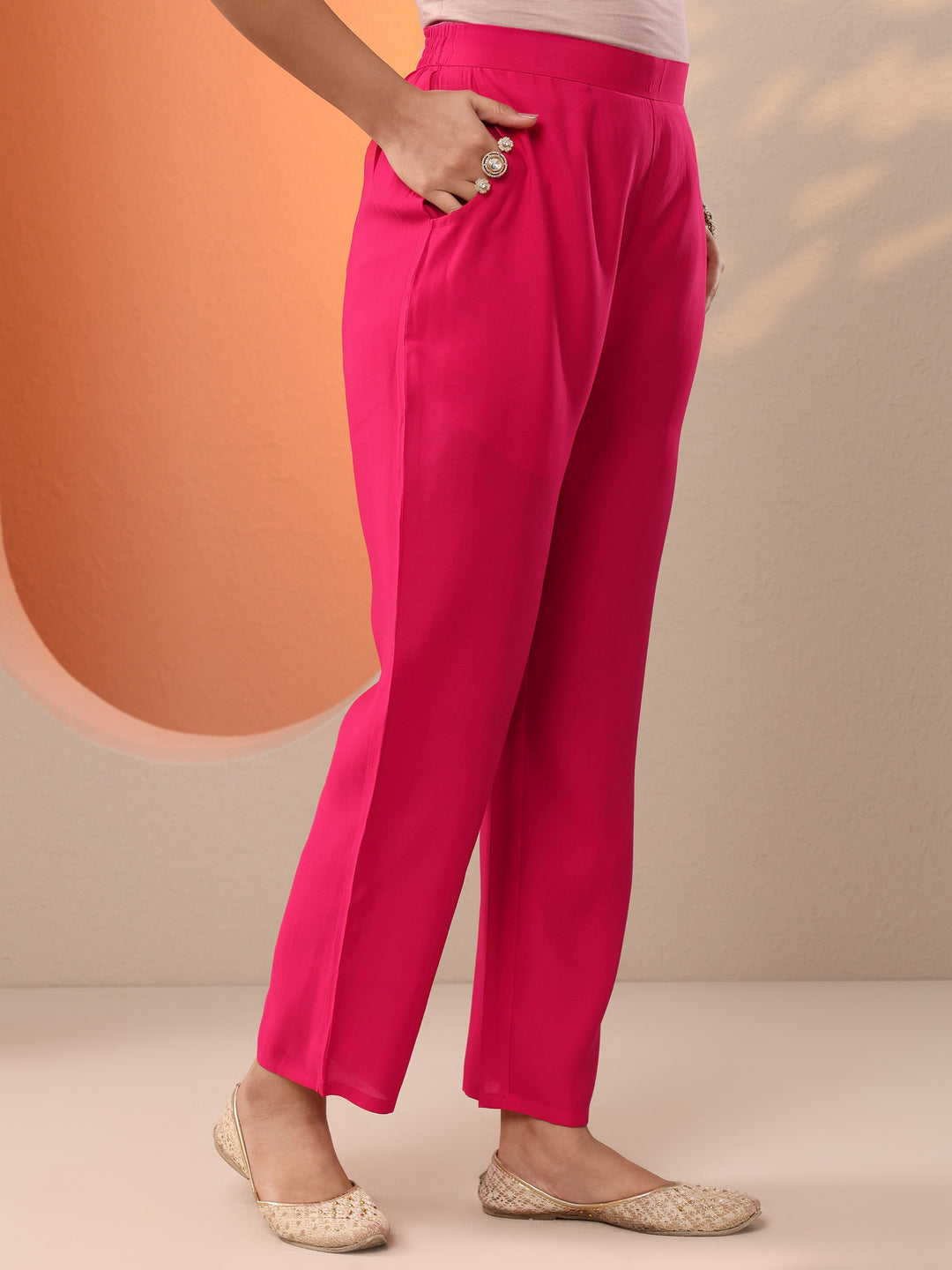  Pink Embroidered Silk Blend Straight Suit Set With Dupatta 