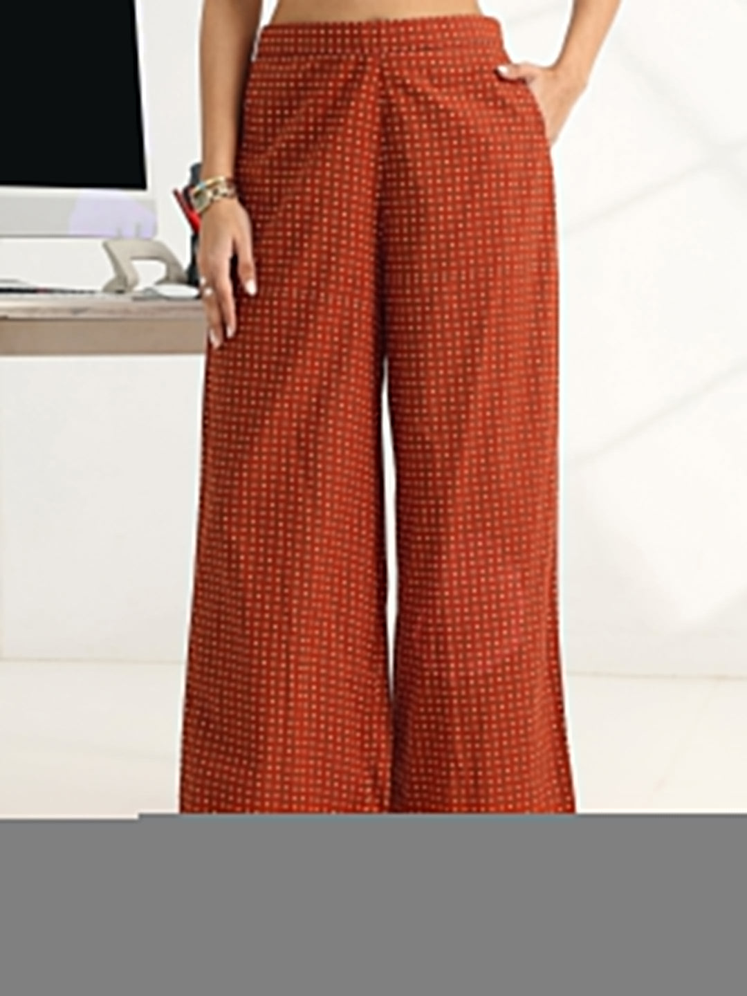 Rust Tribal Printed Cotton Blend Straight Kurta Set 