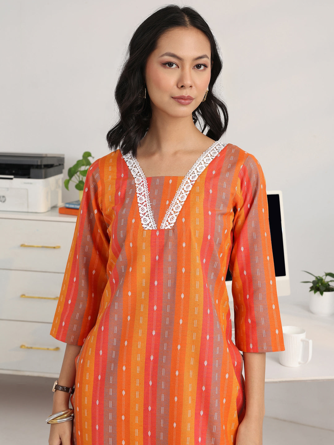  Multi Ethnic Motif Woven Design Cotton Blend Straight Suit Set With Dupatta 