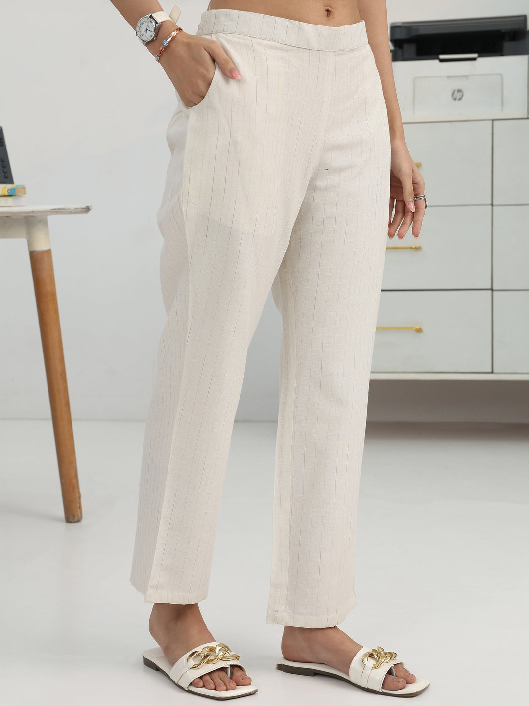  Pink Ethnic Motif Woven Design Cotton Blend A-Line Suit Set With Dupatta 