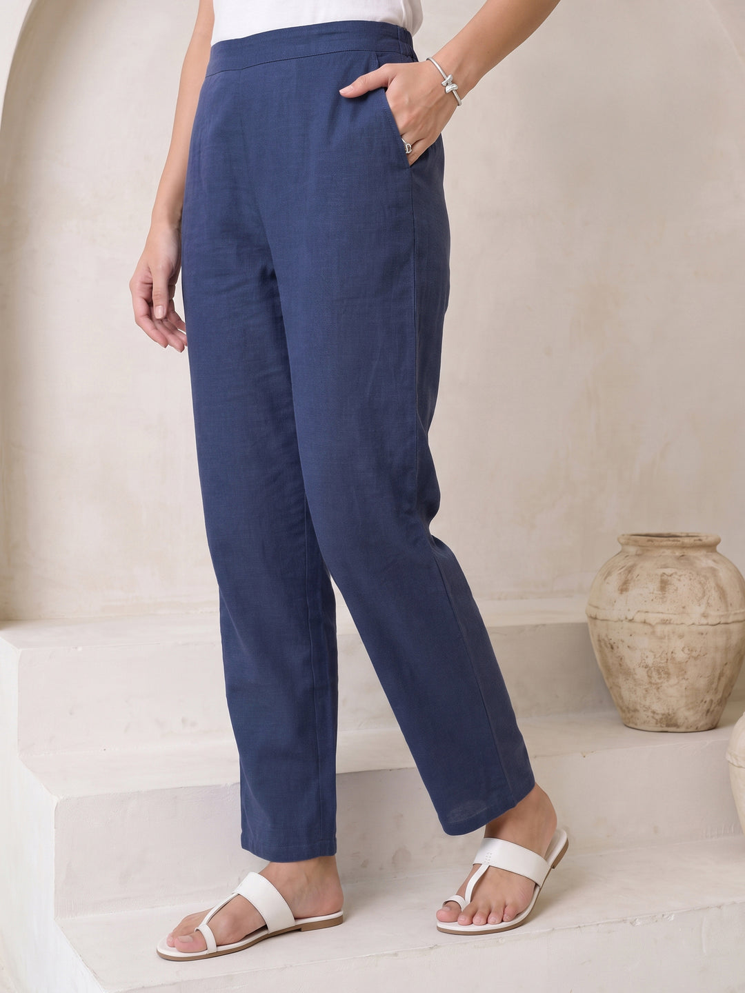  Gerua Blue Woven Design A-Line Kurta Set 
