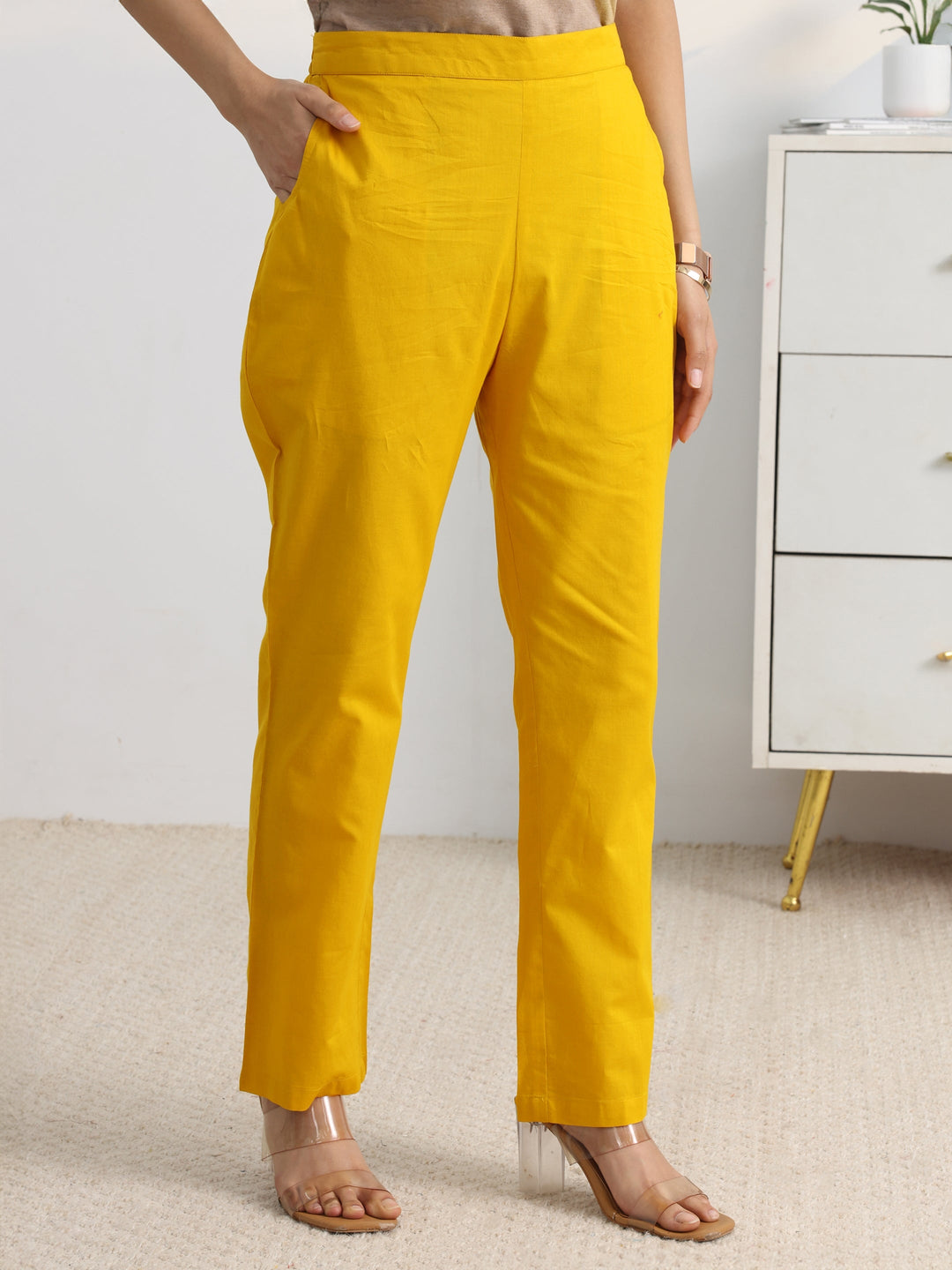  Mustard Paisley Printed Cotton Blend A-Line Suit Set With Dupatta 