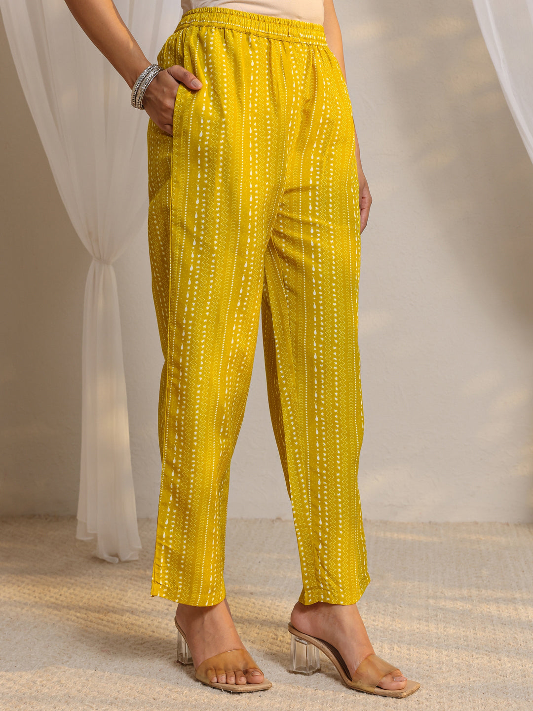  Mustard Floral Printed Cotton Blend Straight Suit Set With Dupatta 