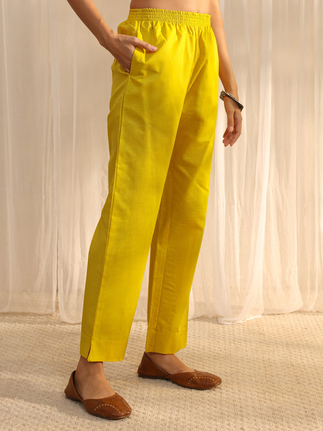  Yellow Floral Printed Cotton Blend Straight Suit Set With Dupatta 