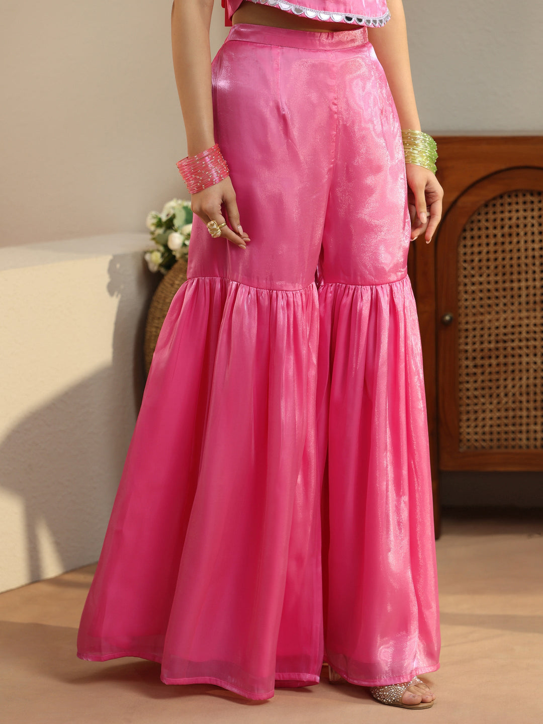  Pink Solid Tissue 3 Piece Co-Ord Set 
