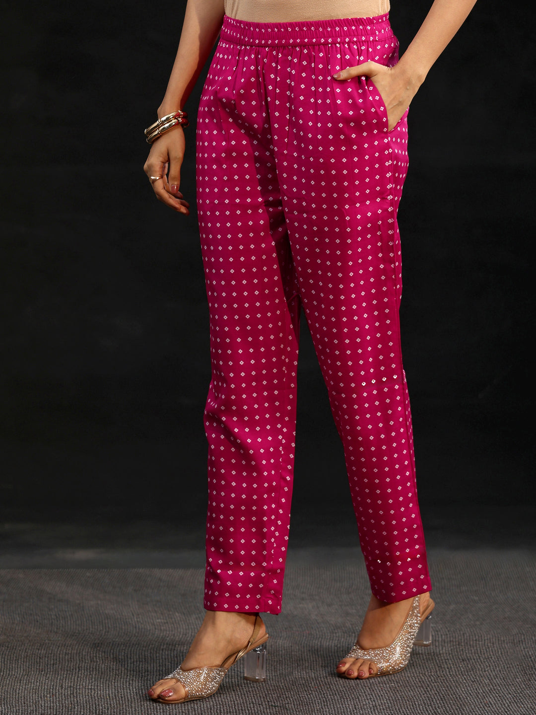  Gerua Magenta Pink Bandhani Printed Straight Suit Set 
