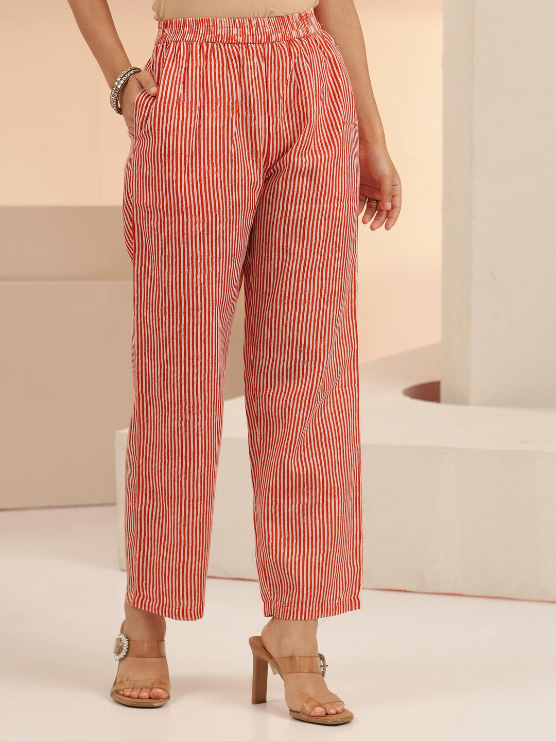  Gerua Orange Bandhani Printed Cotton Blend Straight Suit Set 