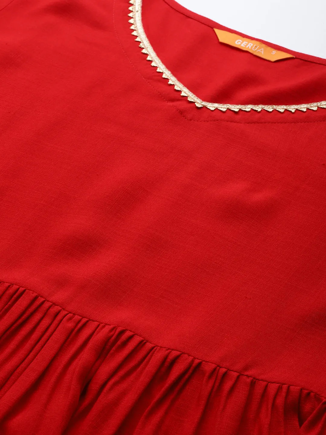  Red Solid Rayon Anarkali Suit With Dupatta 