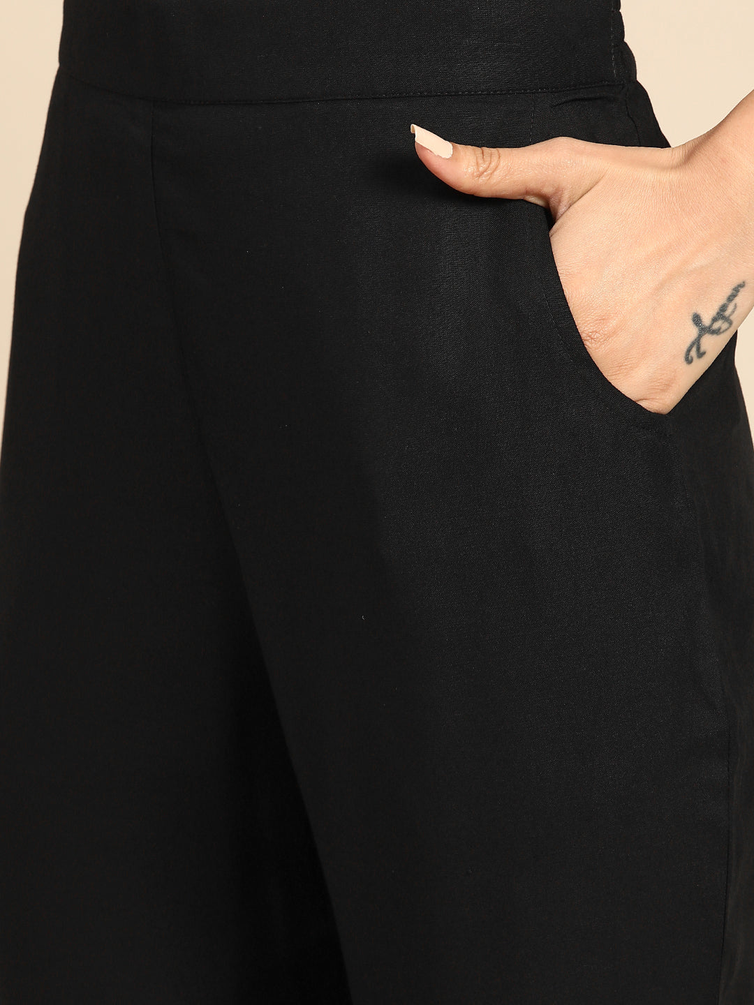  Black Solid Rayon Suit Set 