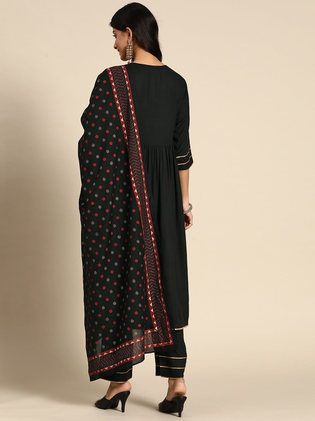  Black Solid Rayon Suit Set 