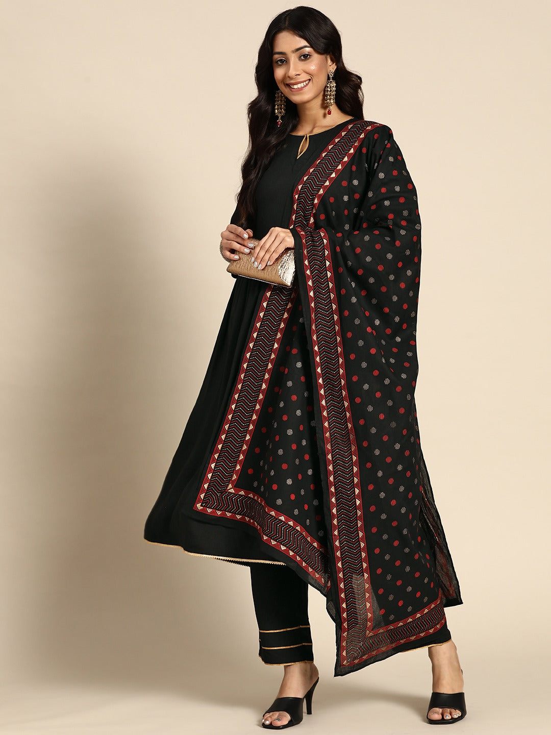  Black Solid Rayon Suit Set 