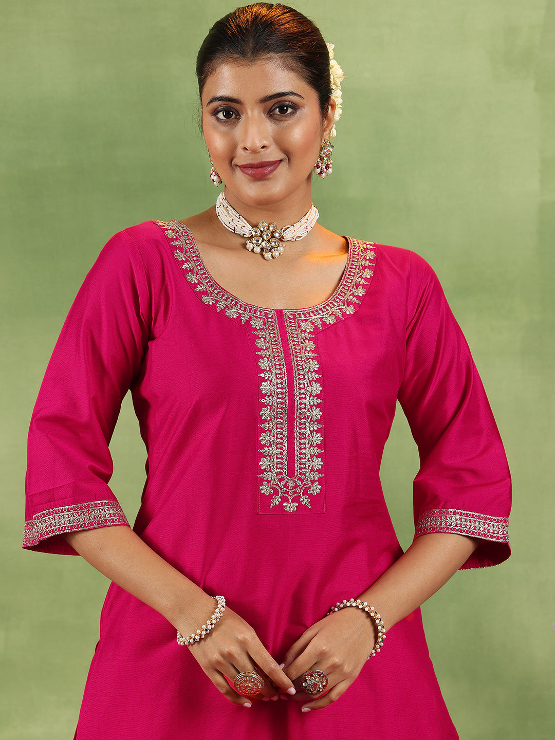  Coral Yoke Design Silk Blend Straight Suit With Dupatta 