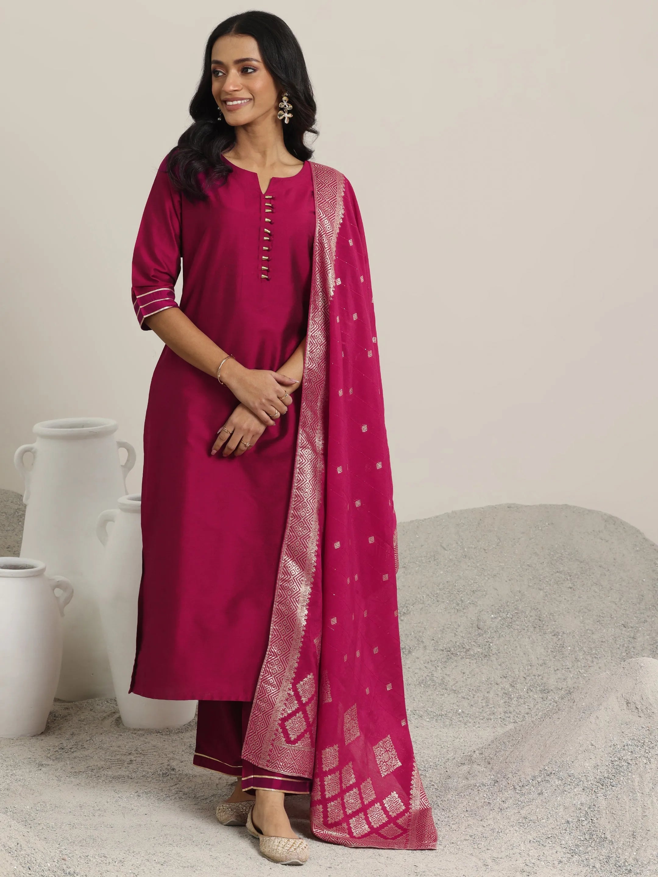 libas Pink Solid Silk Blend Straight Suit With Dupatta-picture-48