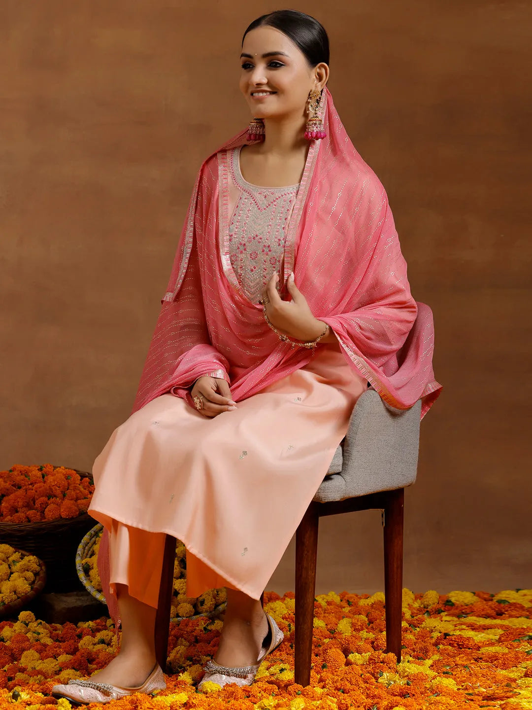 libas Peach Yoke Design Silk Blend Straight Suit With Dupatta-picture-16