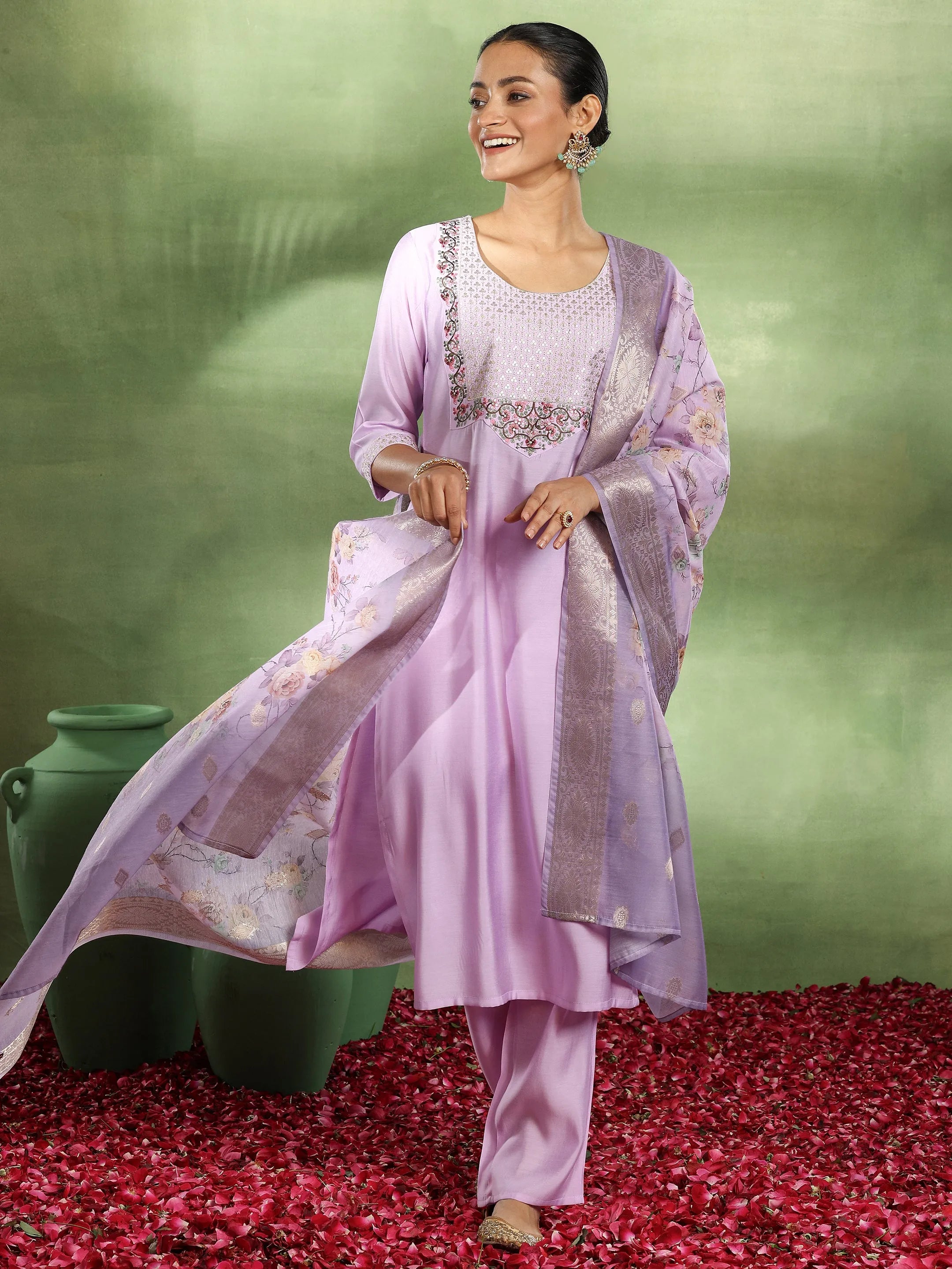 libas Lavender Yoke Design Silk Blend Straight Suit With Dupatta-picture-51