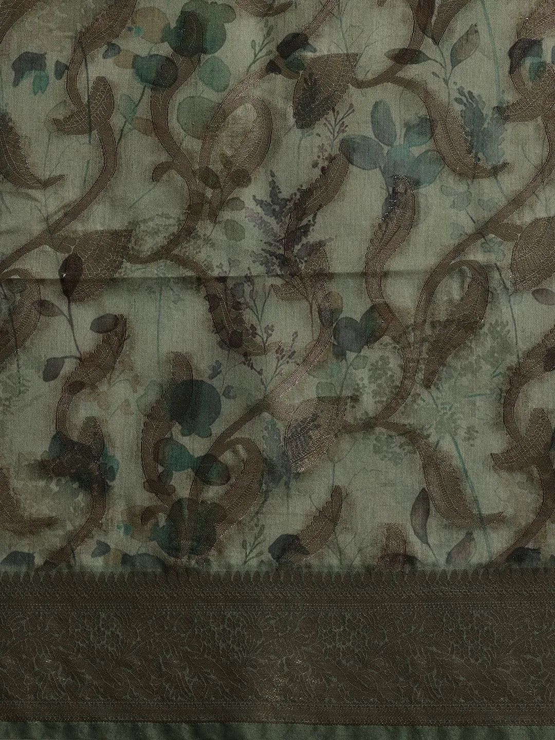 Green Woven Design Brocade Saree With Unstitched Blouse Piece - Libas 