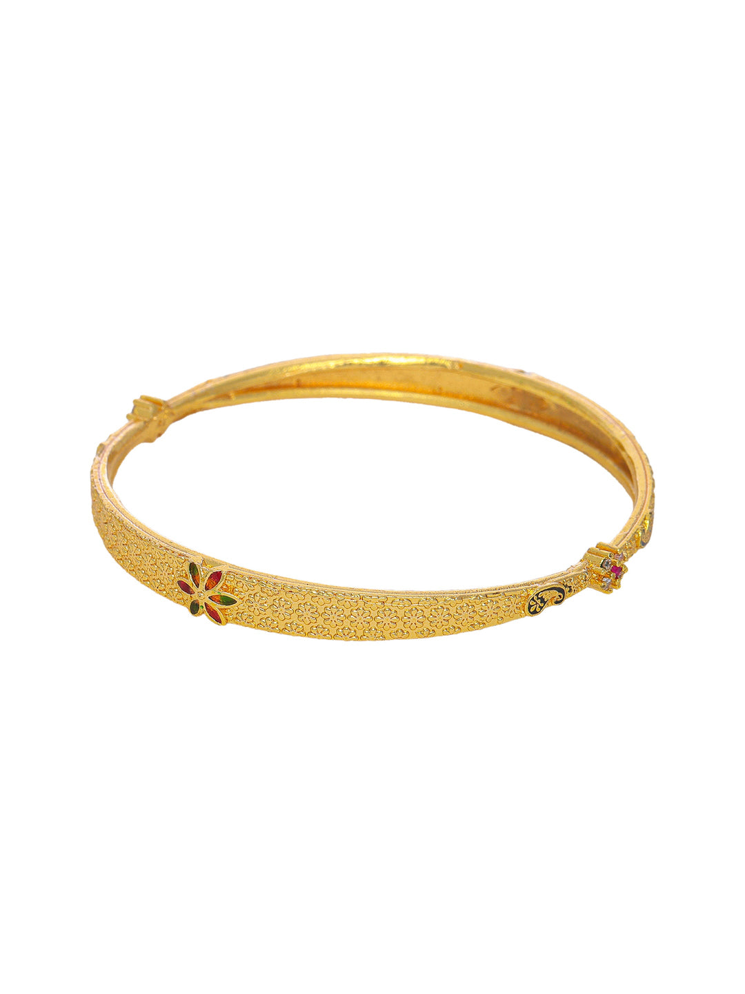  Libas Gold-Plated Meenakari Style Brass Bangles 
