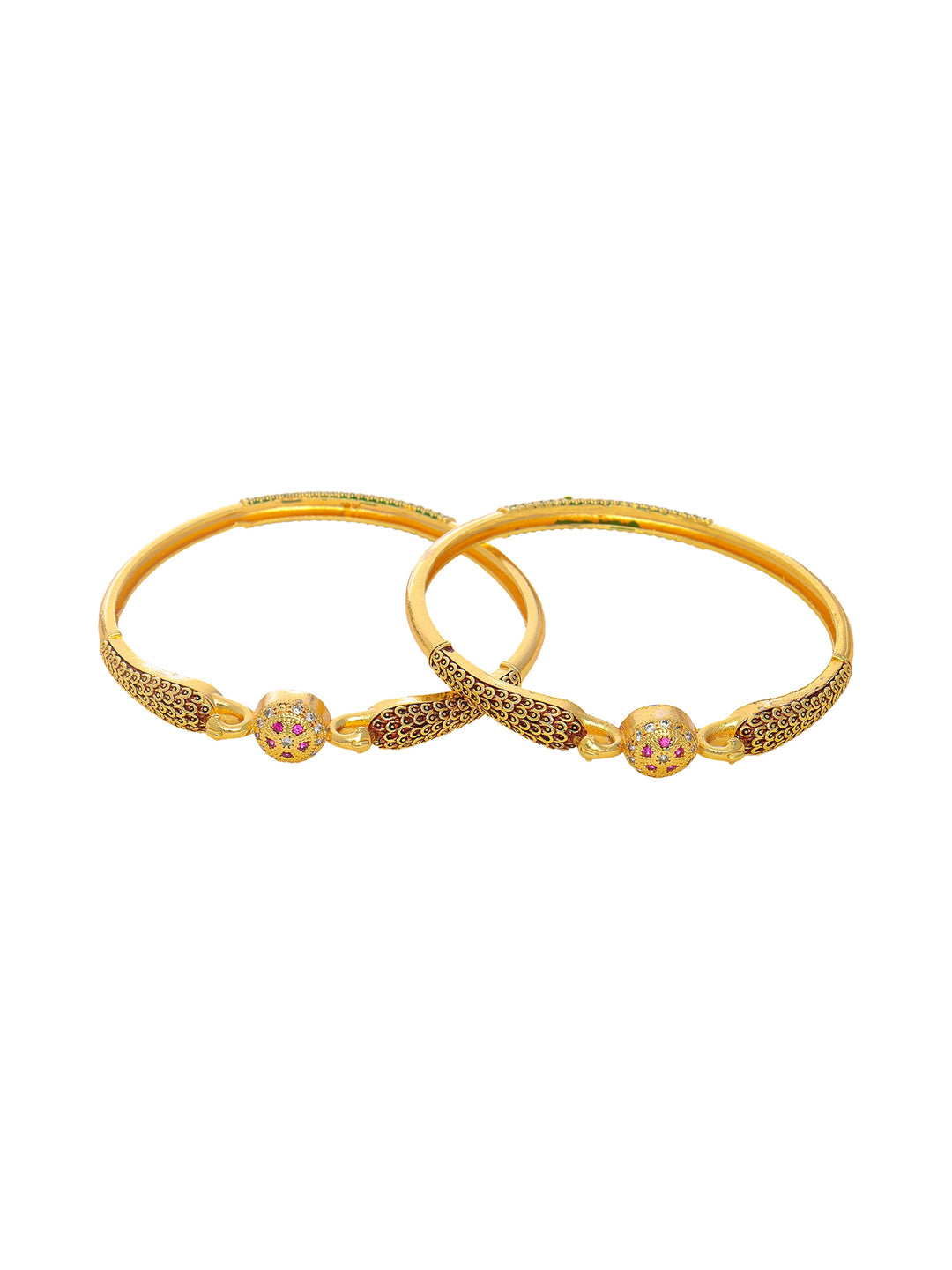  Libas Gold-Plated Peacock Brass Kada Bangles 