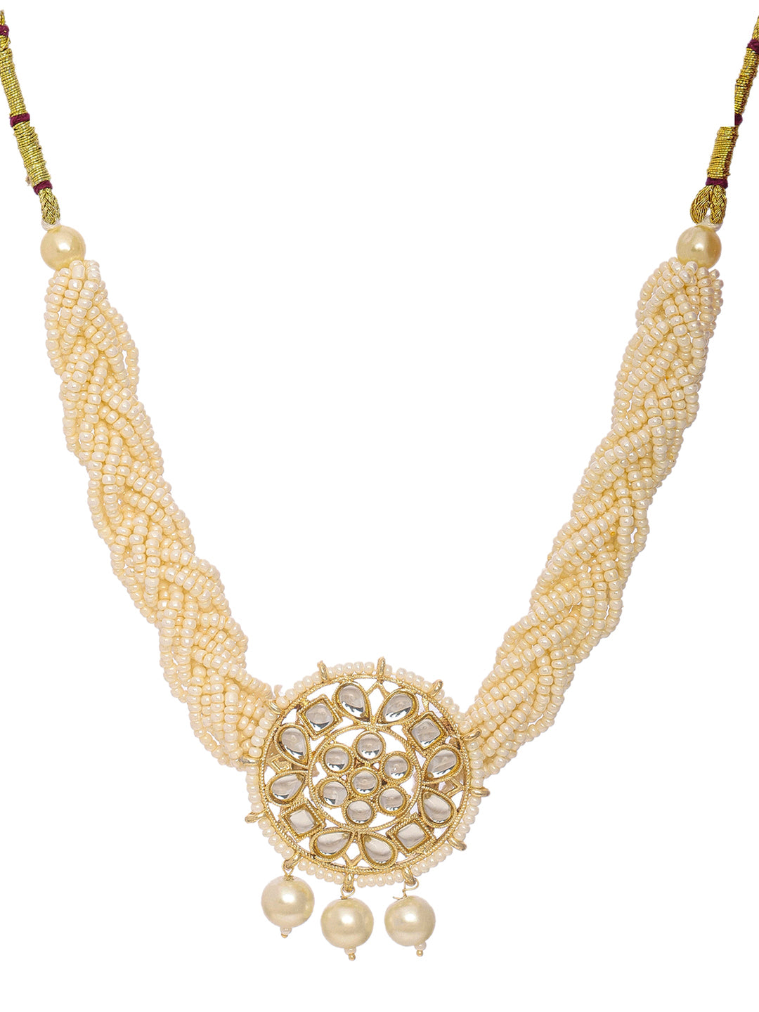  Libas Pearl Beaded Kundan Necklace Set 