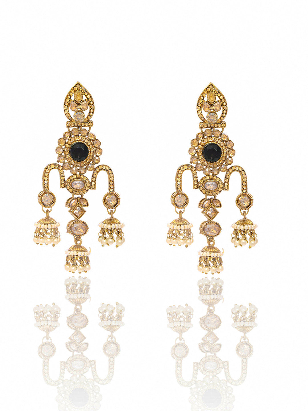  Libas Gold Plated Earrings with Pearl Drops 