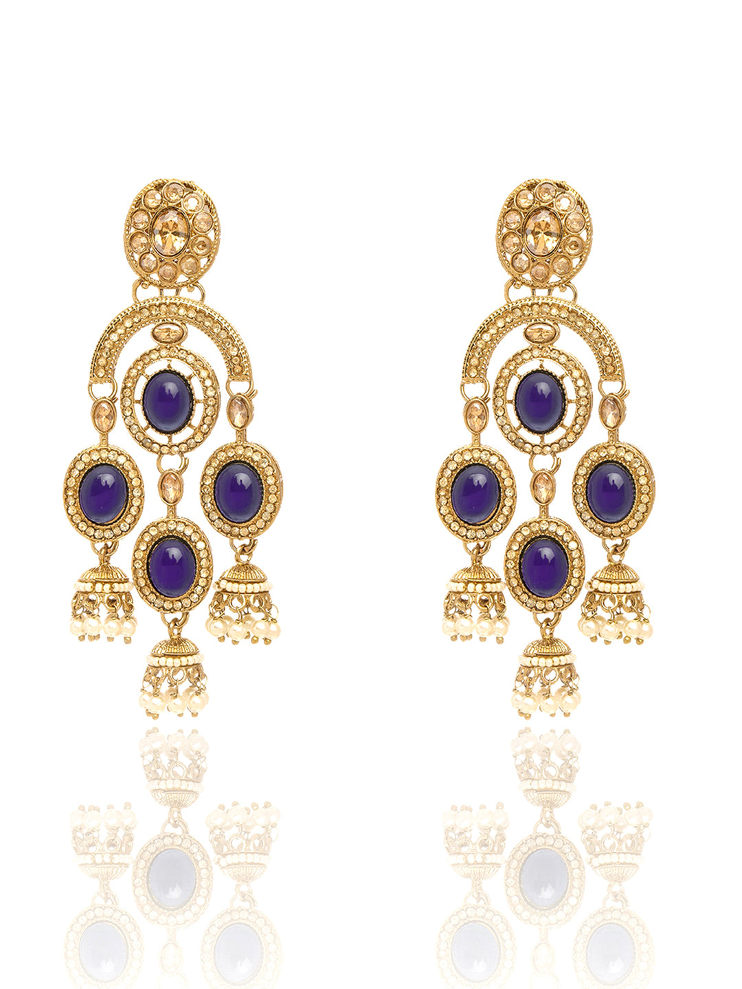  Libas Gold Plated Earrings with Pearl Drops 