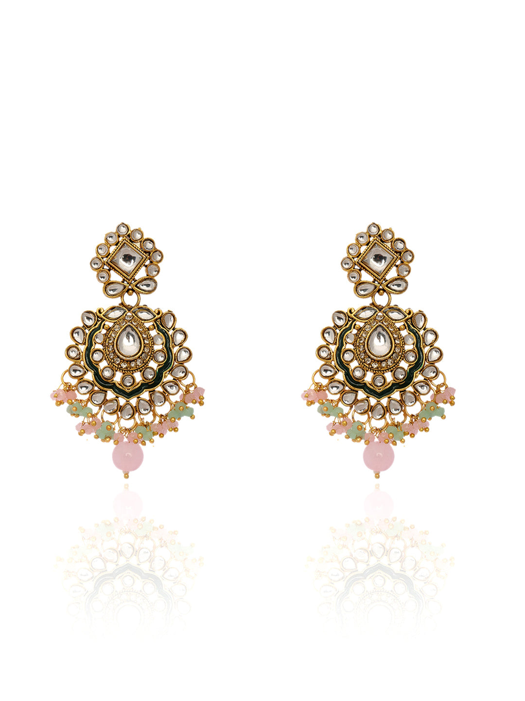  Libas Floral Kundan Pearl Choker Necklace Set 