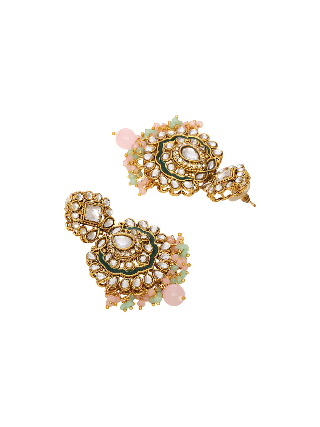  Libas Floral Kundan Pearl Choker Necklace Set 