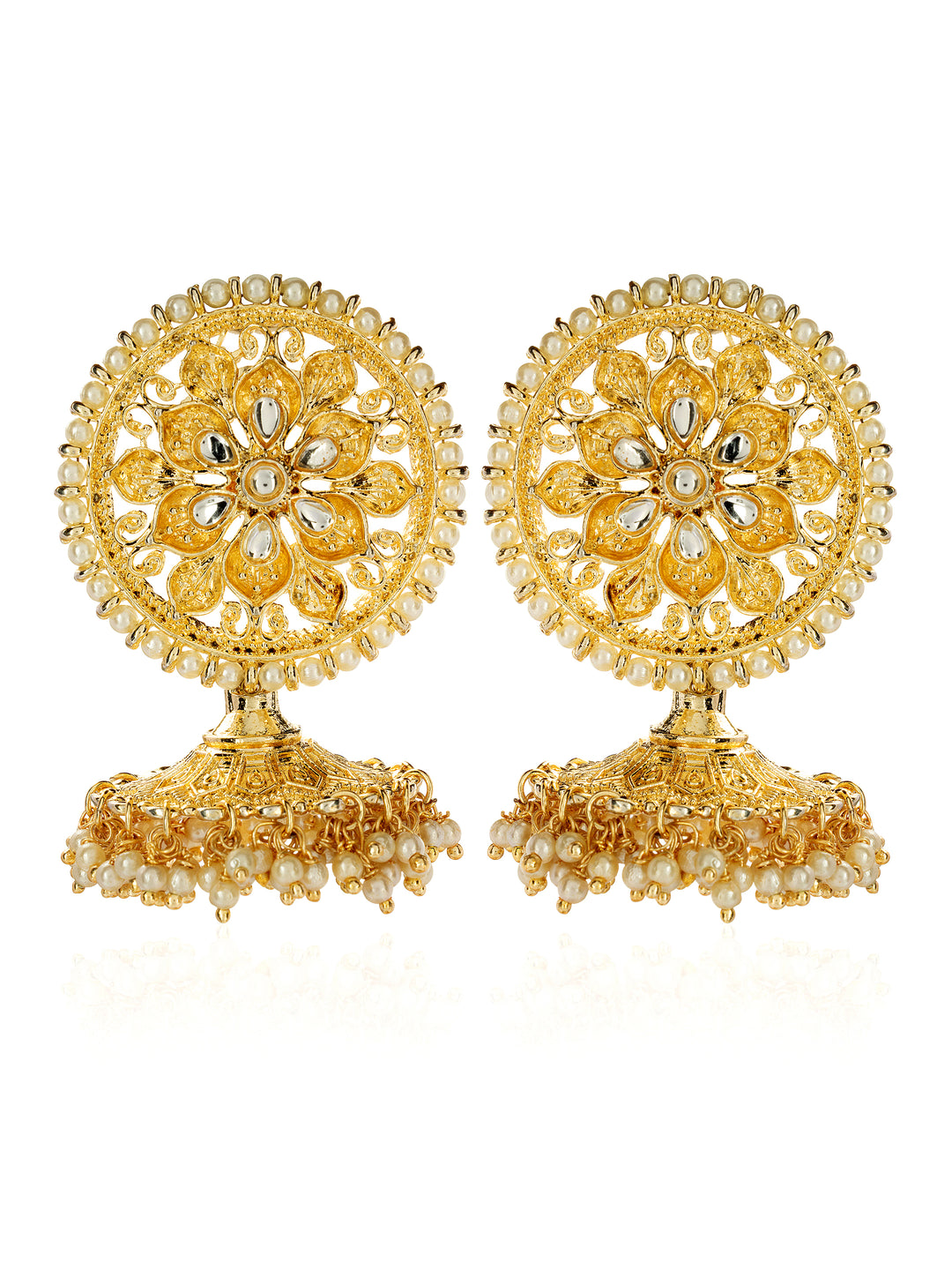  Libas Gold Tone Kundan Chandbali Earrings with Pearl drop 