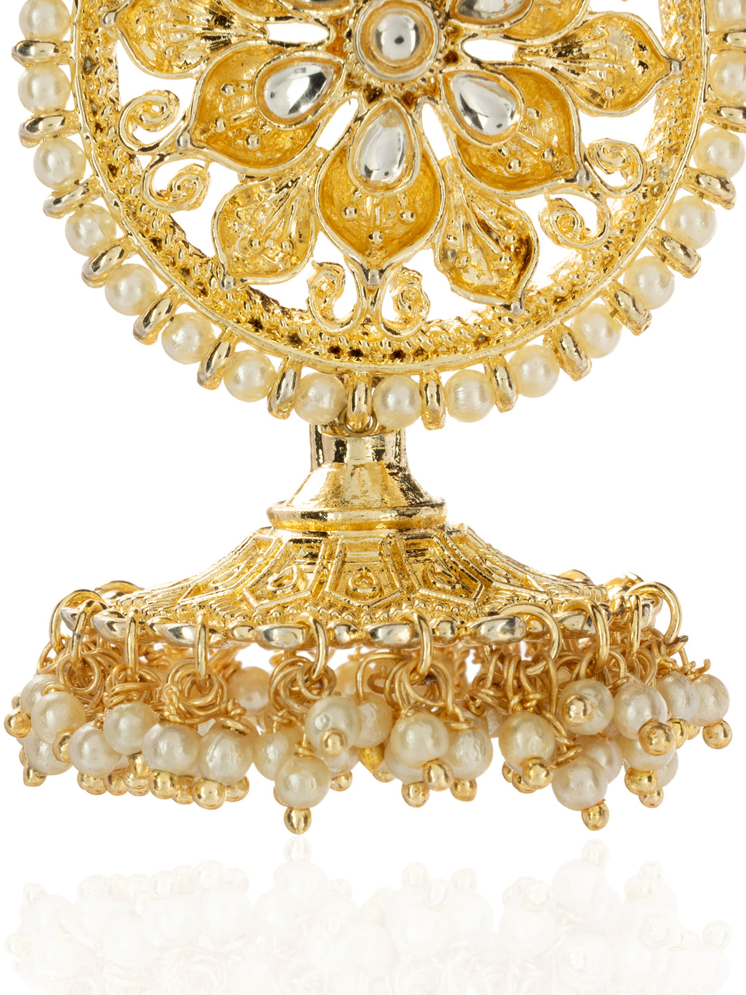  Libas Gold Tone Kundan Chandbali Earrings with Pearl drop 