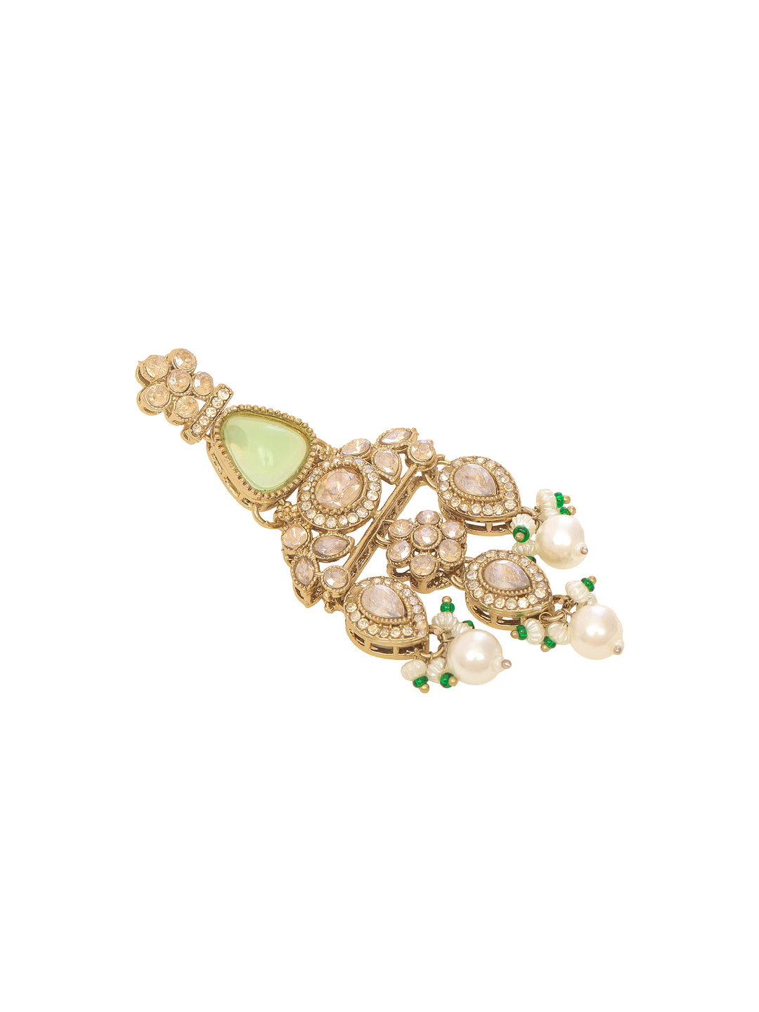  Libas Gold Tone Mint Green Stone Chandelier Earrings 