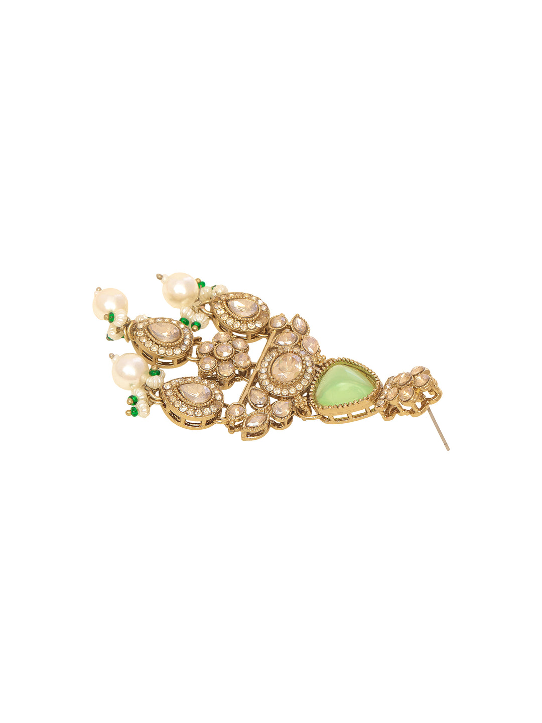  Libas Gold Tone Mint Green Stone Chandelier Earrings 