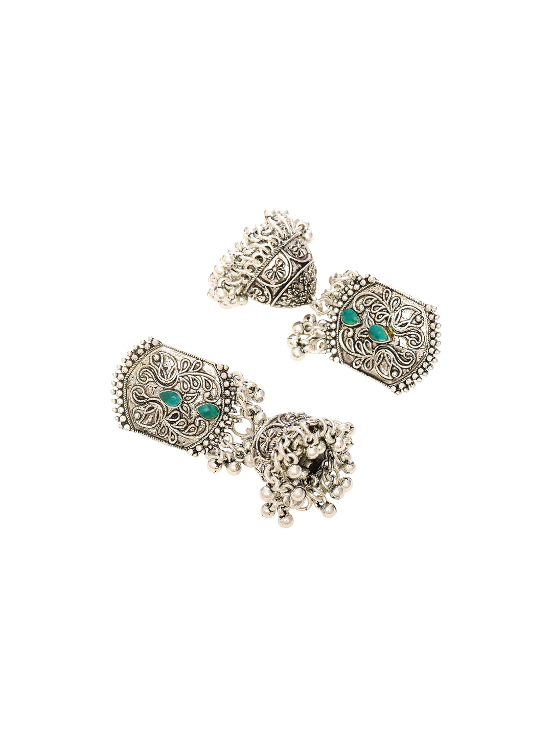  Libas Oxidised Silver Peacock Choker Necklace Set 