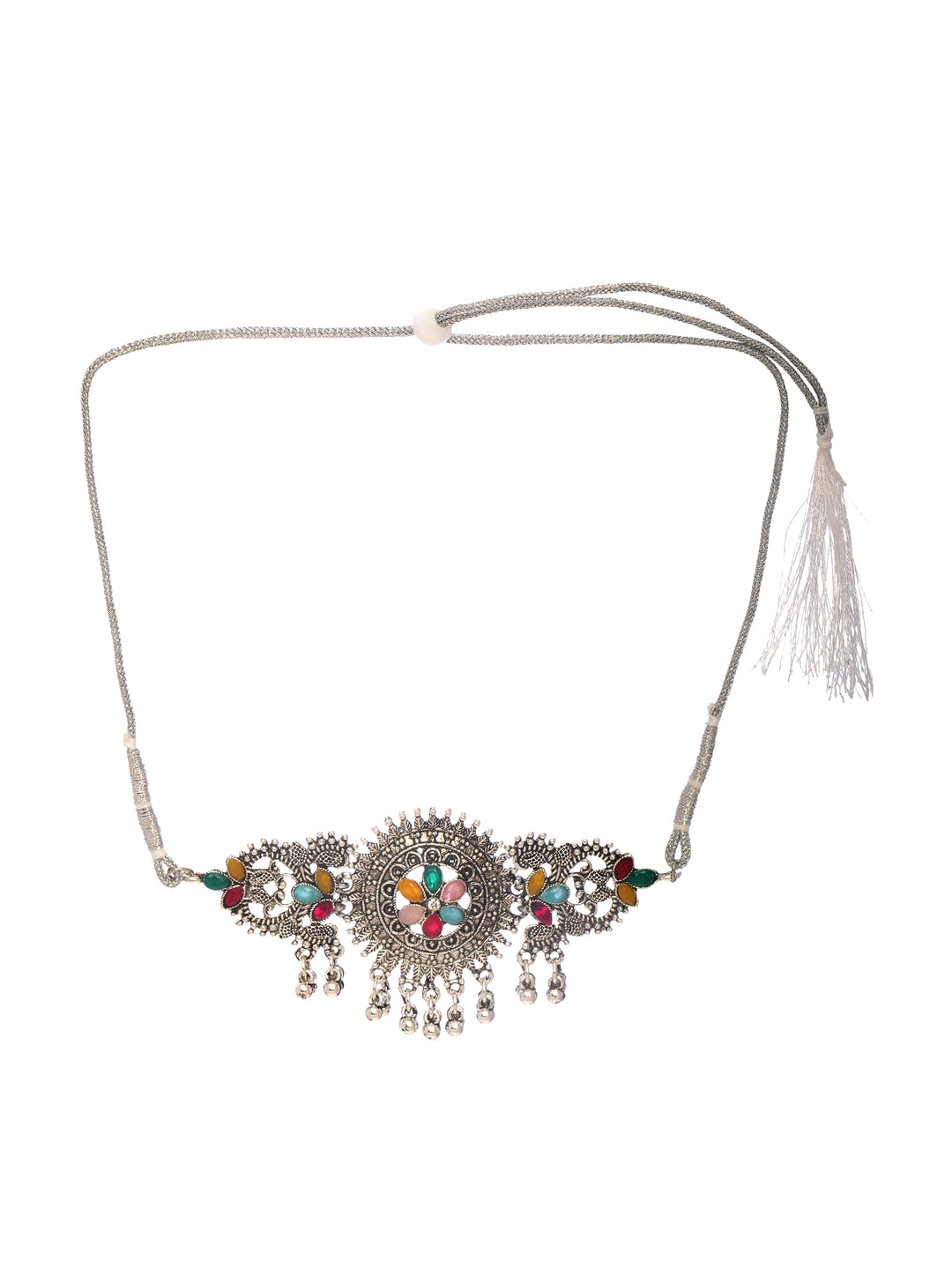  Libas Multi Stone Oxidized Choker Necklace Set 