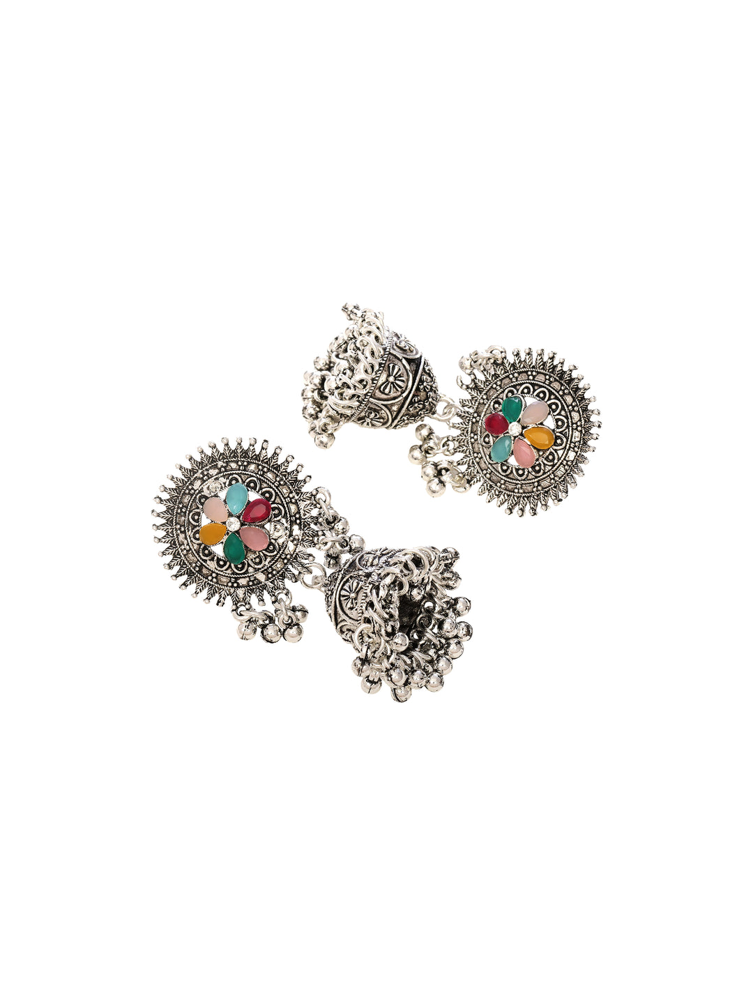  Libas Multi Stone Oxidized Choker Necklace Set 