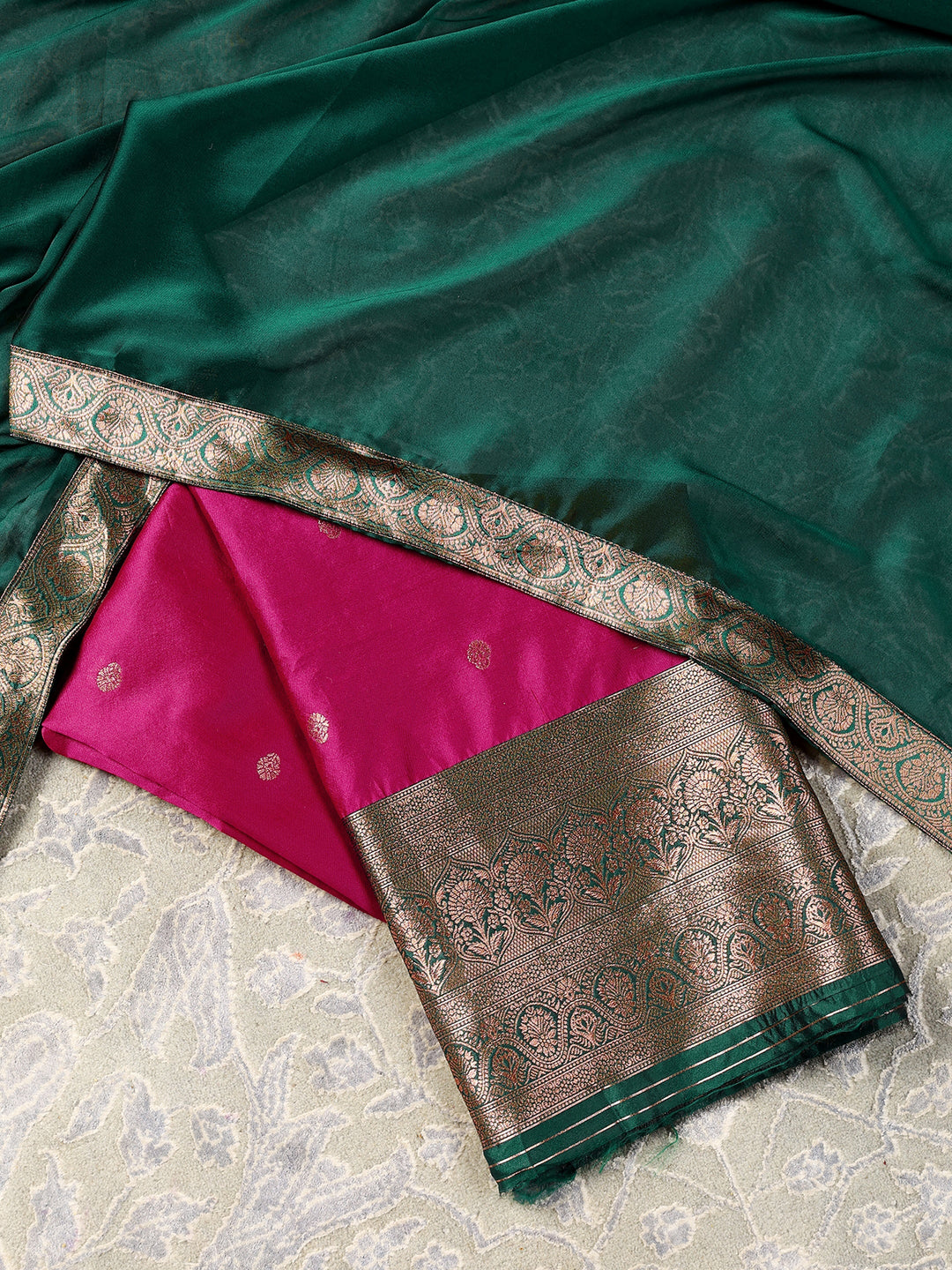  Libas Pink Brocade Semi-Stitched Lehenga Choli 