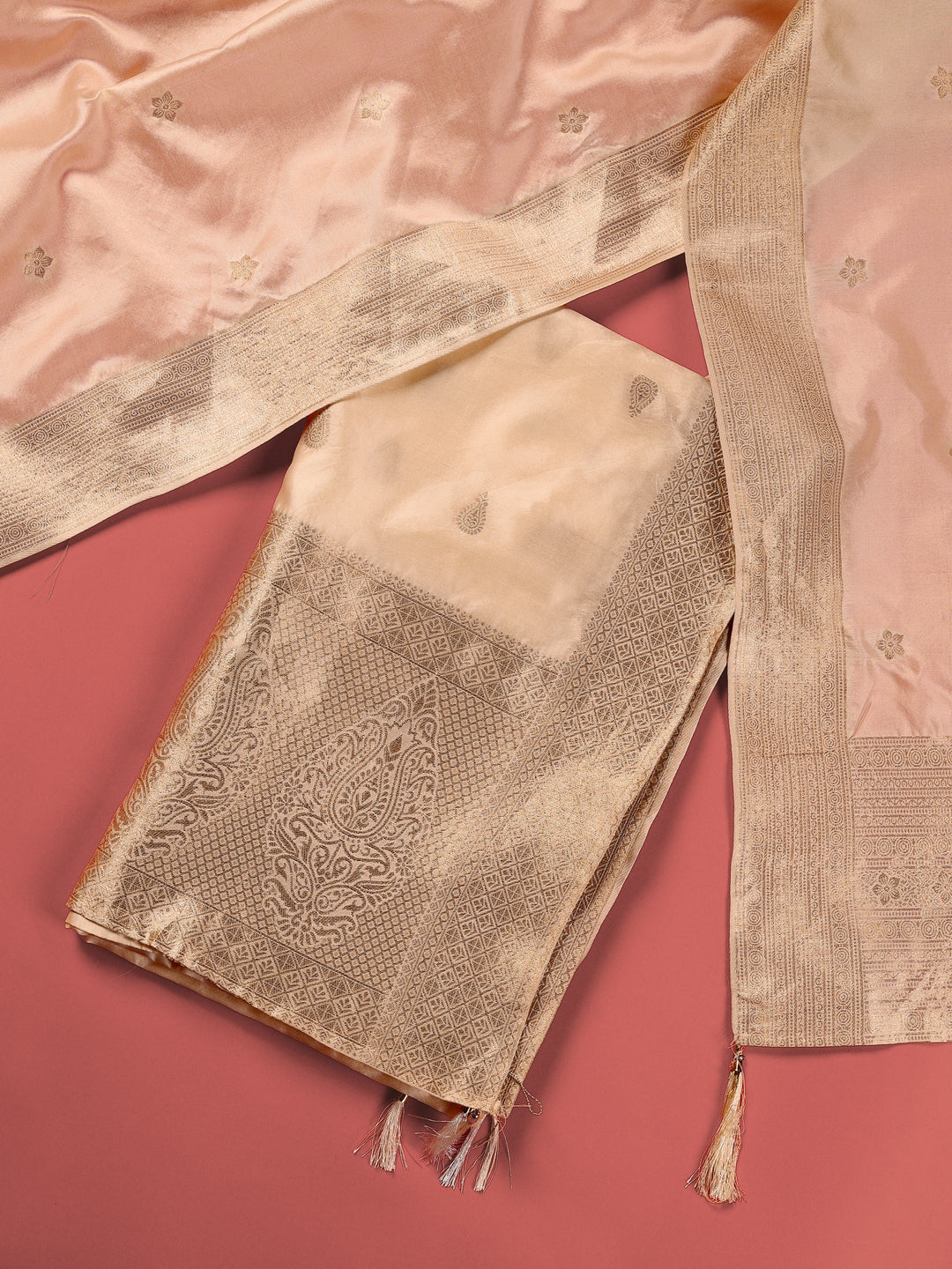  Libas Cream Brocade Semi-Stitched Lehenga Choli 