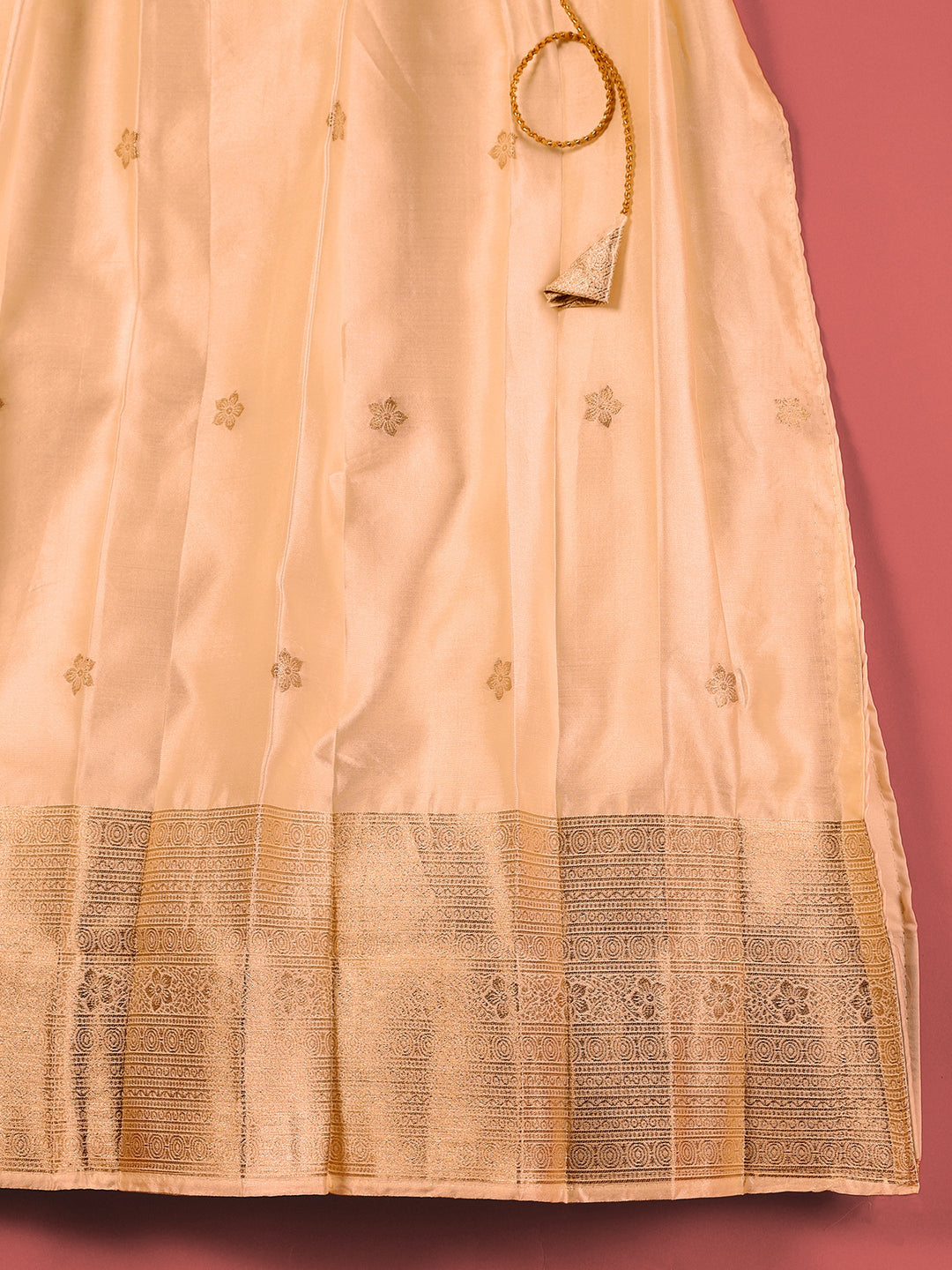  Libas Cream Brocade Semi-Stitched Lehenga Choli 