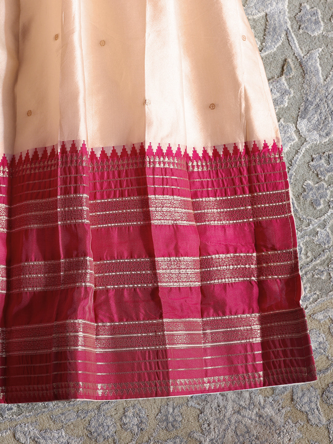  Libas Cream Brocade Semi-Stitched Lehenga Choli 