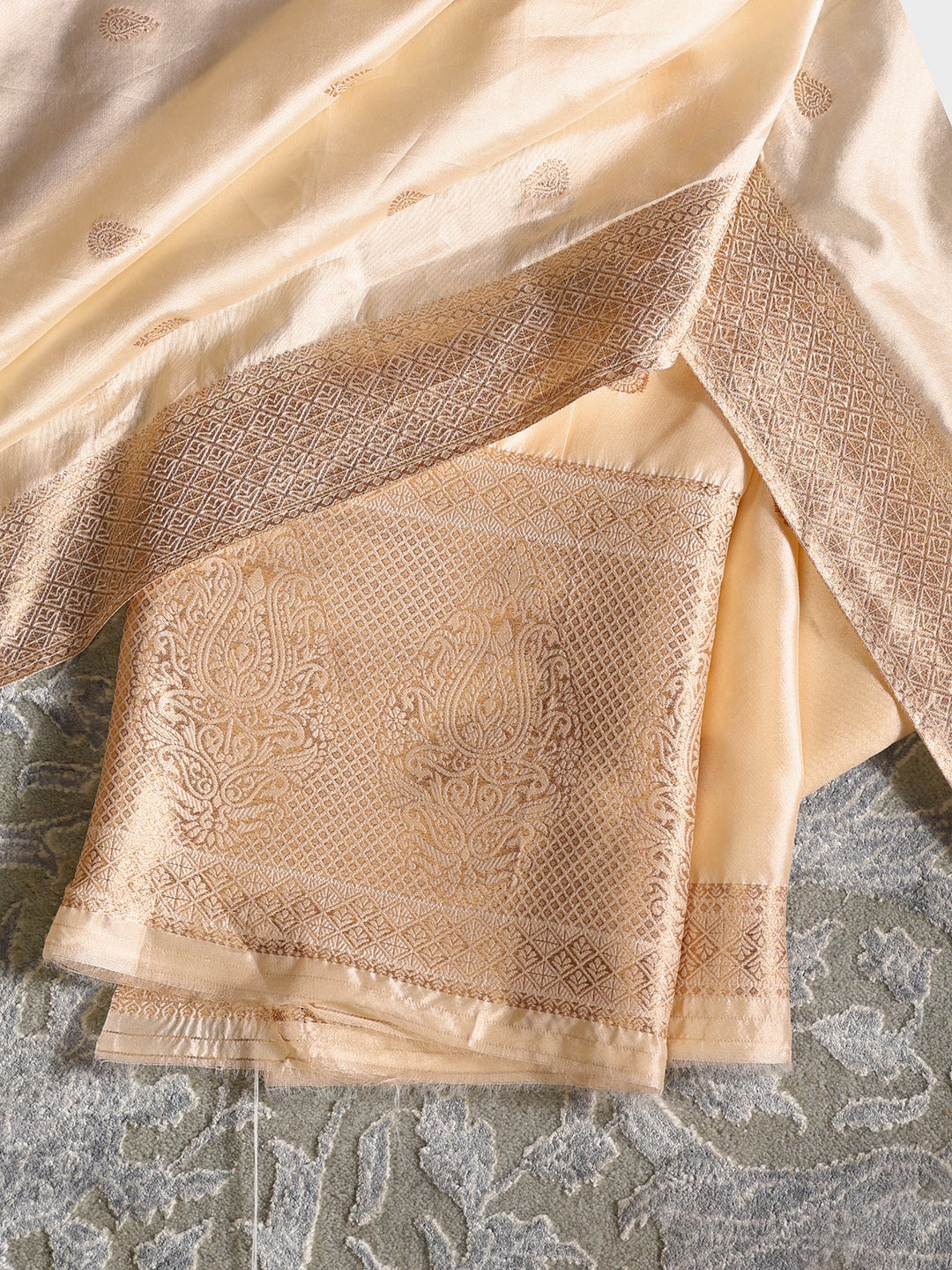 Libas Cream Brocade Semi-Stitched Lehenga Choli 