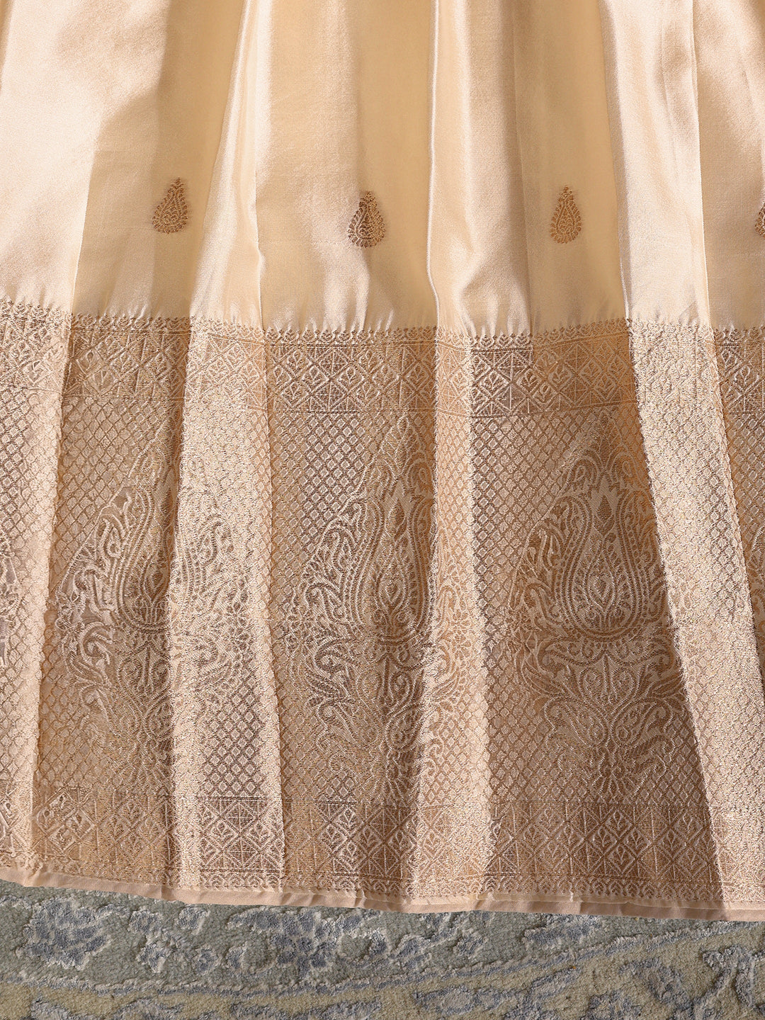  Libas Cream Brocade Semi-Stitched Lehenga Choli 