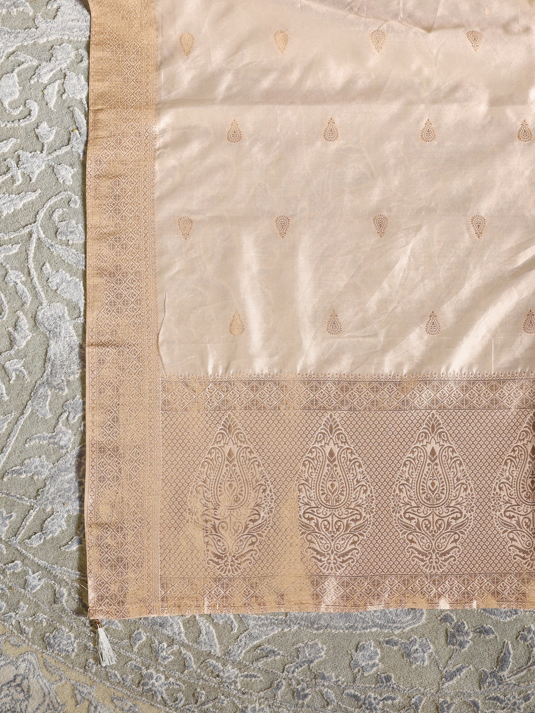  Libas Cream Brocade Semi-Stitched Lehenga Choli 