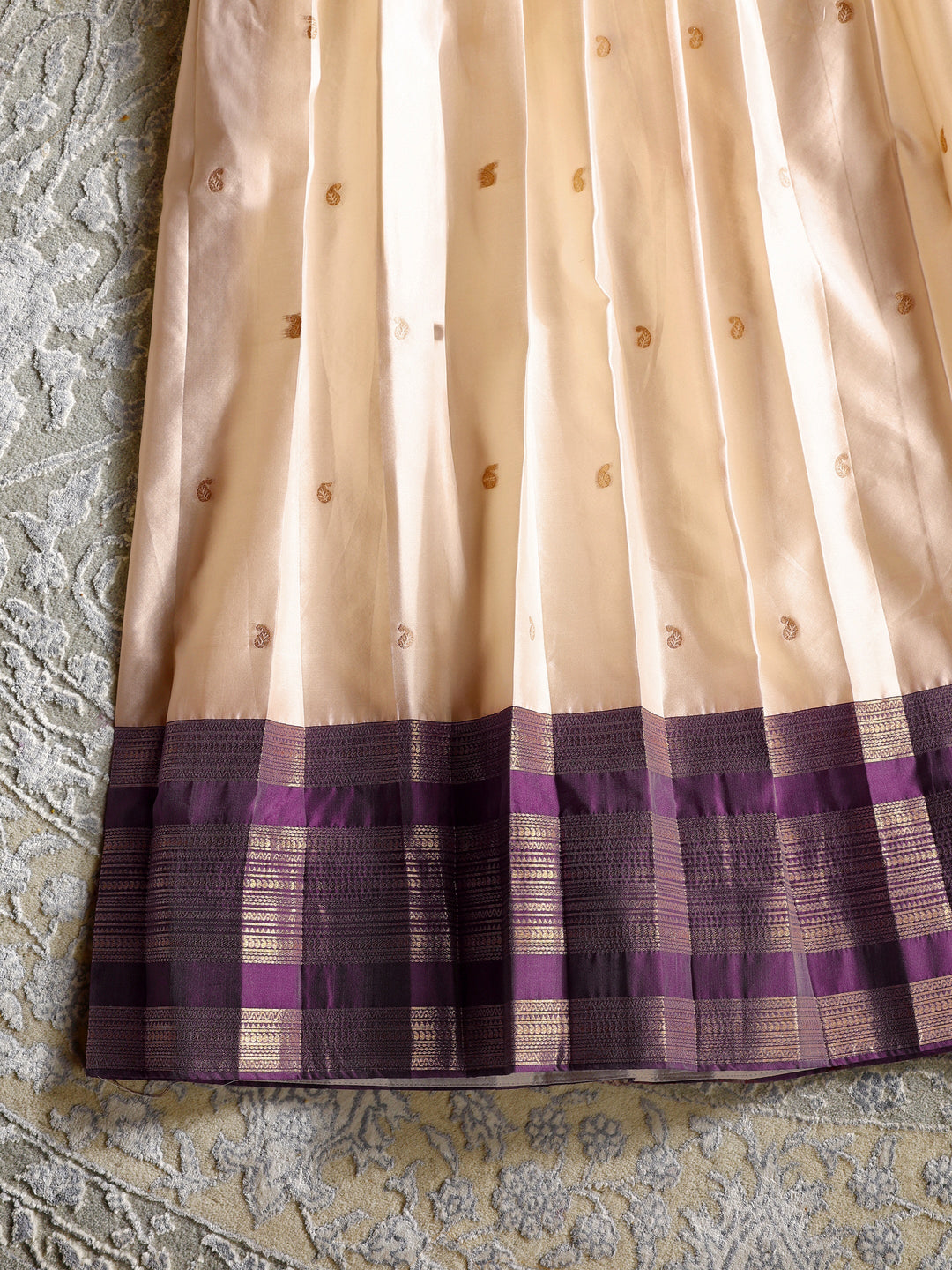  Libas Cream Brocade Semi-Stitched Lehenga Choli 